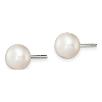 Sterling Silver Freshwater Cultured Pearl Button Stud Earrings – view 3