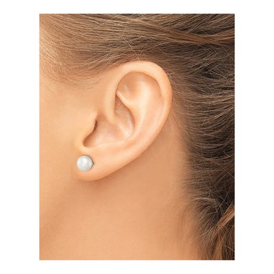 Sterling Silver Freshwater Cultured Pearl Button Stud Earrings – view 4