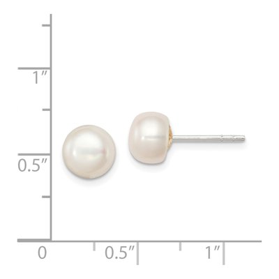 Sterling Silver Freshwater Cultured Pearl Button Stud Earrings – view 5