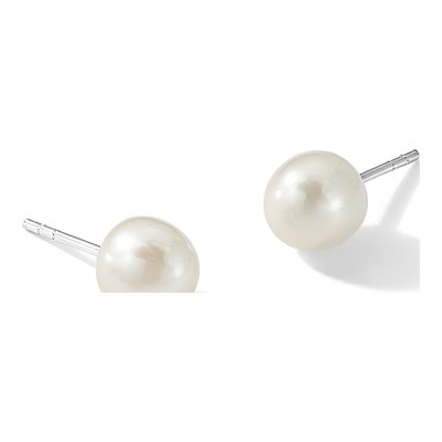 Sterling Silver Freshwater Cultured Pearl Button Stud Earrings – view 6