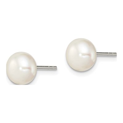 Sterling Silver Freshwater Cultured Pearl Button Stud Earrings – view 3