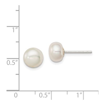 Sterling Silver Freshwater Cultured Pearl Button Stud Earrings – view 5