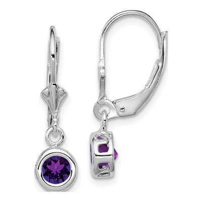 Sterling Silver Amethyst Leverback Earrings