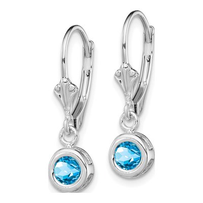 Sterling Silver Swiss Blue Topaz Leverback Earrings – view 3