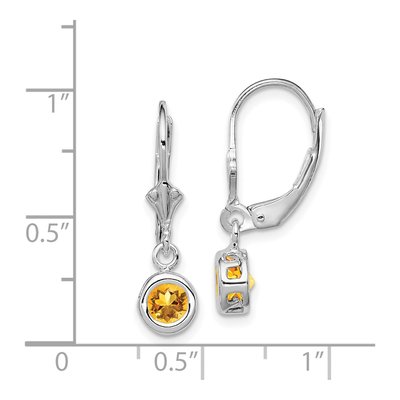 Sterling Silver Citrine Round Leverback Earrings – view 5