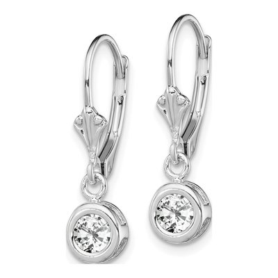 Sterling Silver CZ Leverback Earrings – view 3