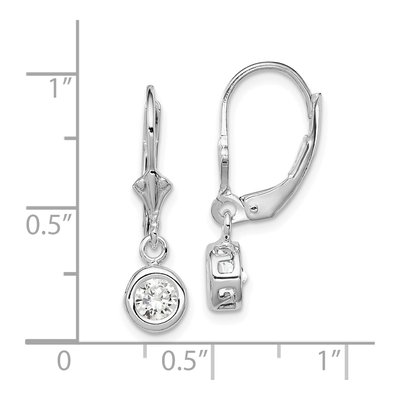 Sterling Silver CZ Leverback Earrings – view 5