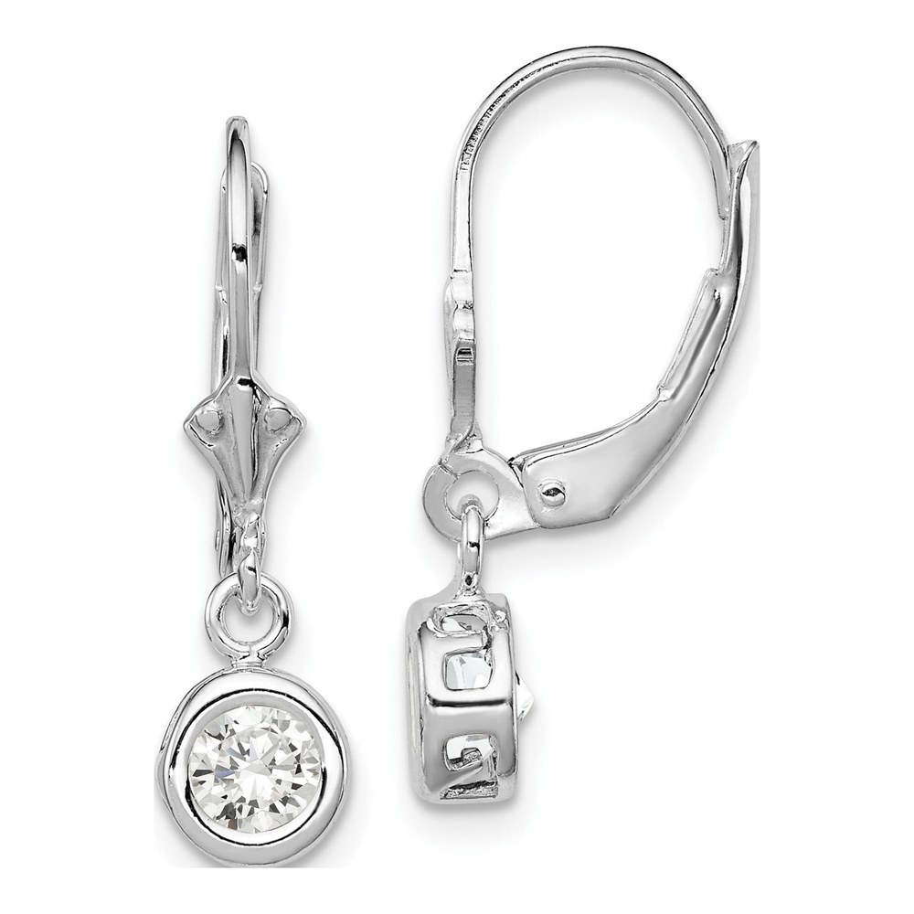 Sterling Silver CZ Leverback Earrings