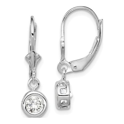 Sterling Silver CZ Leverback Earrings
