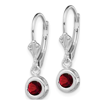 Sterling Silver Garnet Leverback Earrings – view 3