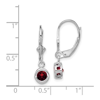 Sterling Silver Garnet Leverback Earrings – view 5