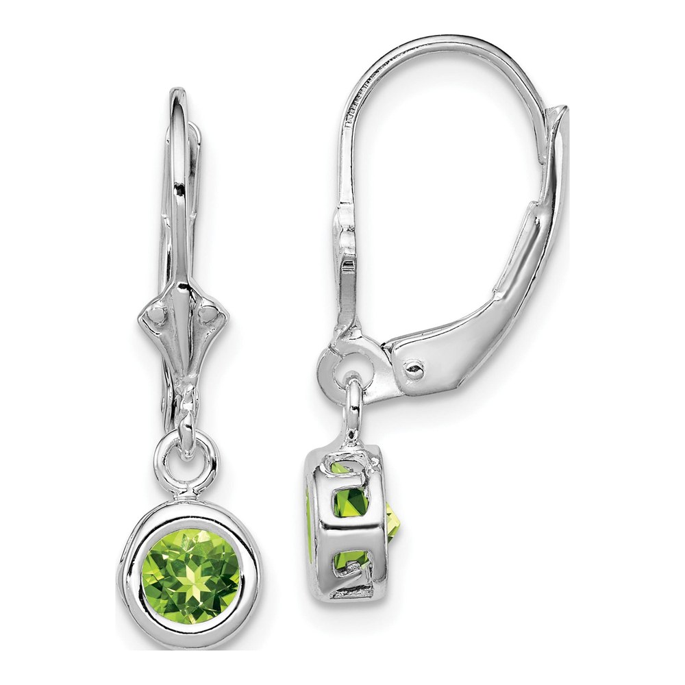 Sterling Silver Peridot Leverback Earrings