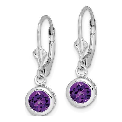 Sterling Silver Amethyst Leverback Earrings – view 3