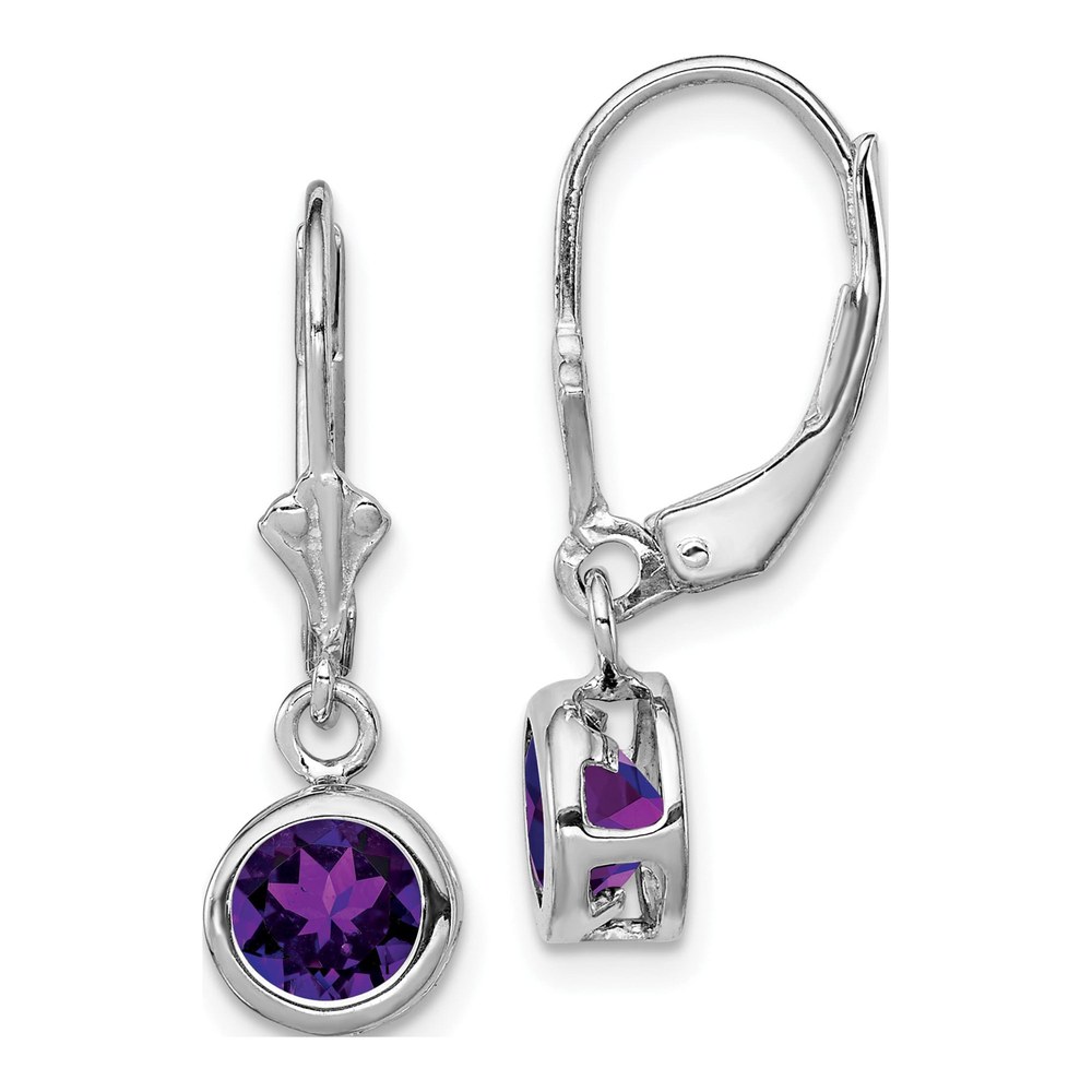 Sterling Silver Amethyst Leverback Earrings