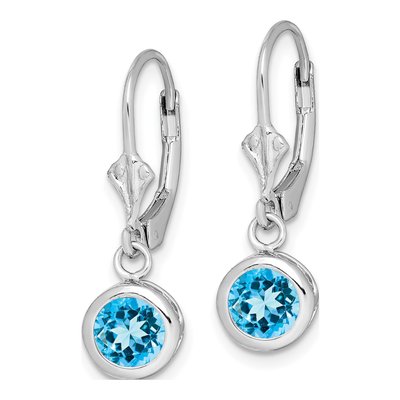 Sterling Silver Swiss Blue Topaz Leverback Earrings – view 3