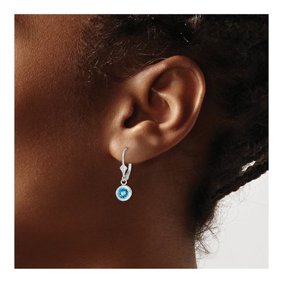 Sterling Silver Swiss Blue Topaz Leverback Earrings – view 4