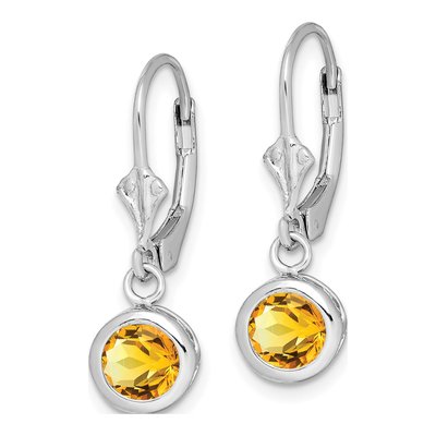 Sterling Silver Citrine Leverback Earrings – view 3