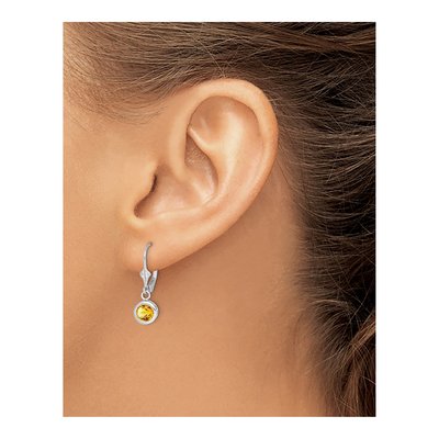 Sterling Silver Citrine Leverback Earrings – view 4