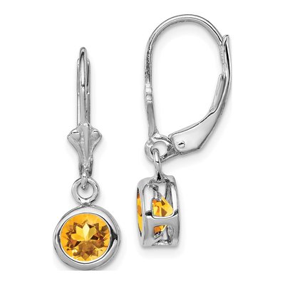 Sterling Silver Citrine Leverback Earrings