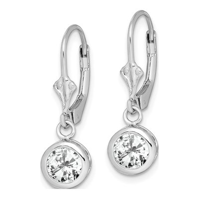 Sterling Silver CZ Leverback Earrings – view 3