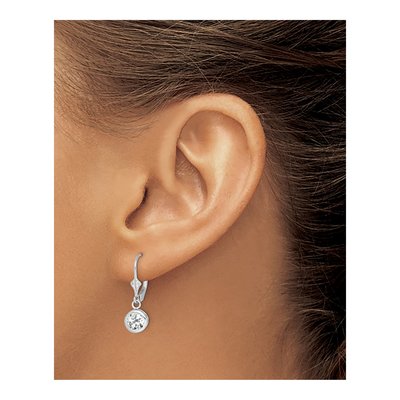 Sterling Silver CZ Leverback Earrings – view 4