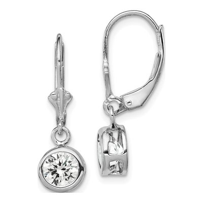 Sterling Silver CZ Leverback Earrings