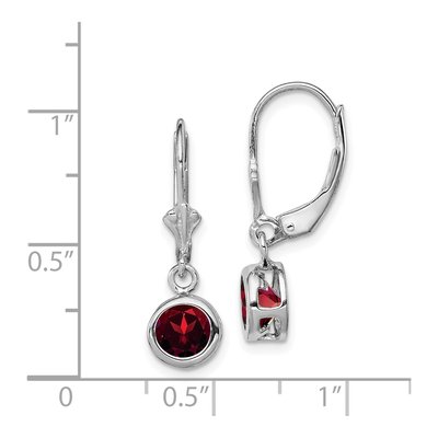Sterling Silver Garnet Round Leverback Earrings – view 5