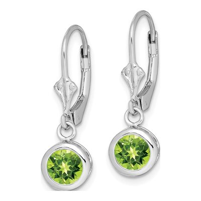 Sterling Silver Peridot Round Leverback Earrings – view 3