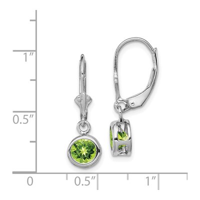 Sterling Silver Peridot Round Leverback Earrings – view 5