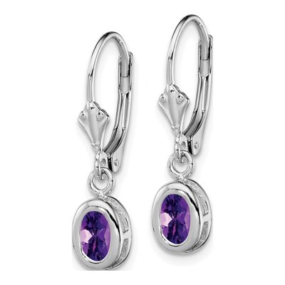 Sterling Silver Amethyst Oval Leverback Earrings – view 3