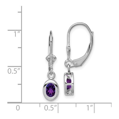 Sterling Silver Amethyst Oval Leverback Earrings – view 5