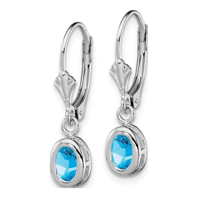 Sterling Silver Swiss Blue Topaz Leverback Earrings – view 3