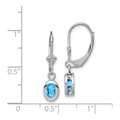 Sterling Silver Swiss Blue Topaz Leverback Earrings – view 5