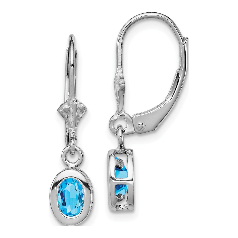 Sterling Silver Swiss Blue Topaz Leverback Earrings