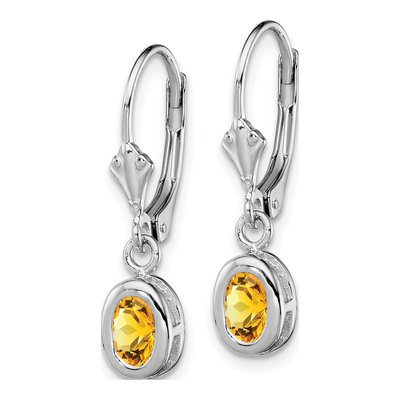 Sterling Silver Citrine Leverback Earrings – view 3