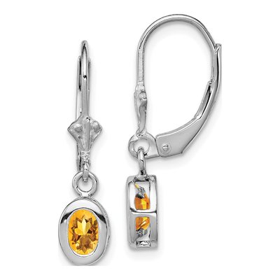 Sterling Silver Citrine Leverback Earrings