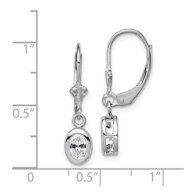 Sterling Silver CZ Oval Leverback Earrings – view 5
