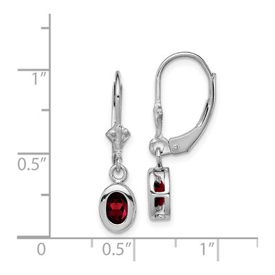 Sterling Silver Garnet Leverback Earrings – view 5