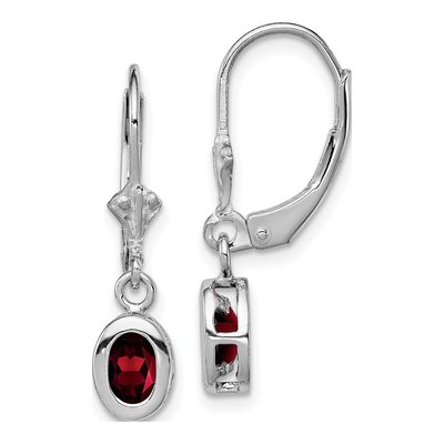 Sterling Silver Garnet Leverback Earrings