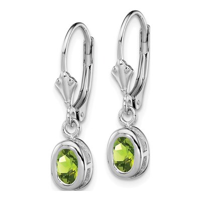 Sterling Silver Peridot Leverback Earrings – view 3