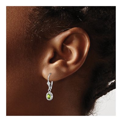 Sterling Silver Peridot Leverback Earrings – view 4