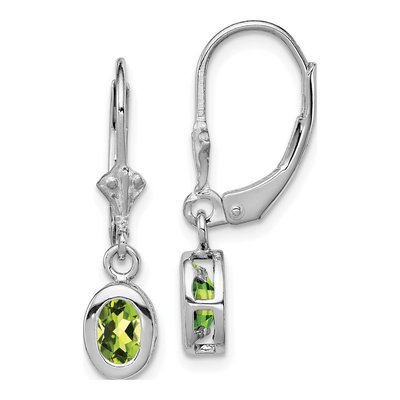 Sterling Silver Peridot Leverback Earrings