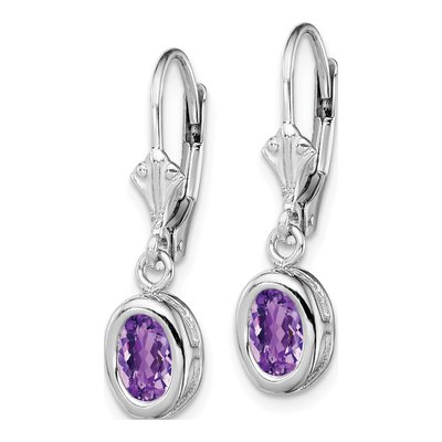 Sterling Silver Amethyst Leverback Earrings – view 3