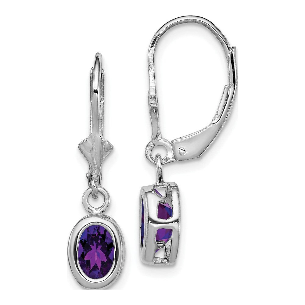 Sterling Silver Amethyst Leverback Earrings