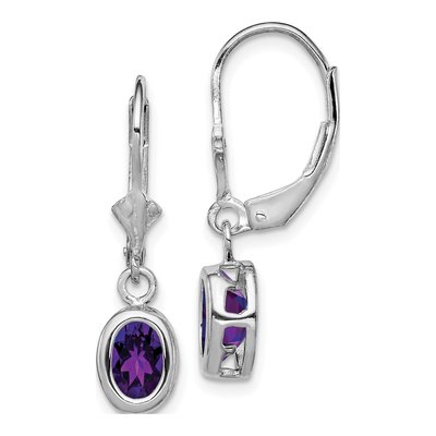 Sterling Silver Amethyst Leverback Earrings