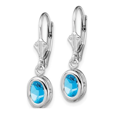 Sterling Silver Swiss Blue Topaz Leverback Earrings – view 3