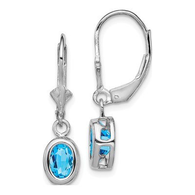 Sterling Silver Swiss Blue Topaz Leverback Earrings
