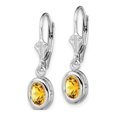 Sterling Silver Citrine Leverback Earrings – view 3