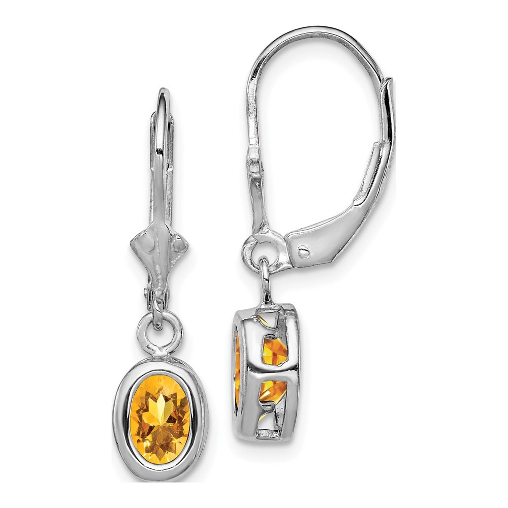 Sterling Silver Genuine Citrine Leverback Earrings