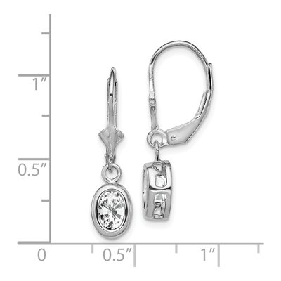 Sterling Silver CZ Oval Leverback Earrings – view 5